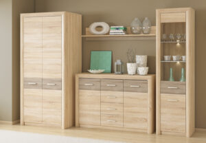 Zestaw mebli Castel - Dąb Sonoma Jasna / MDF Dąb Sonoma Truflowa - ML Meble