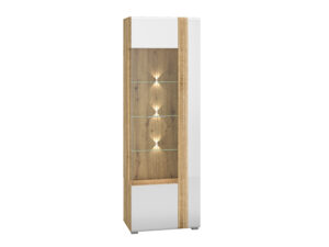 Witryna Adagio 02L - Dąb Castello / MDF Biały Połysk - ML Meble