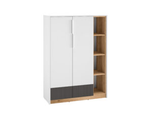 Komoda Torino 05 - Biały / MDF Grafit Mat / Dąb Castello - ML Meble