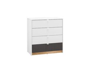 Komoda Torino 07 - Biały / MDF Grafit Mat / Dąb Castello - ML Meble