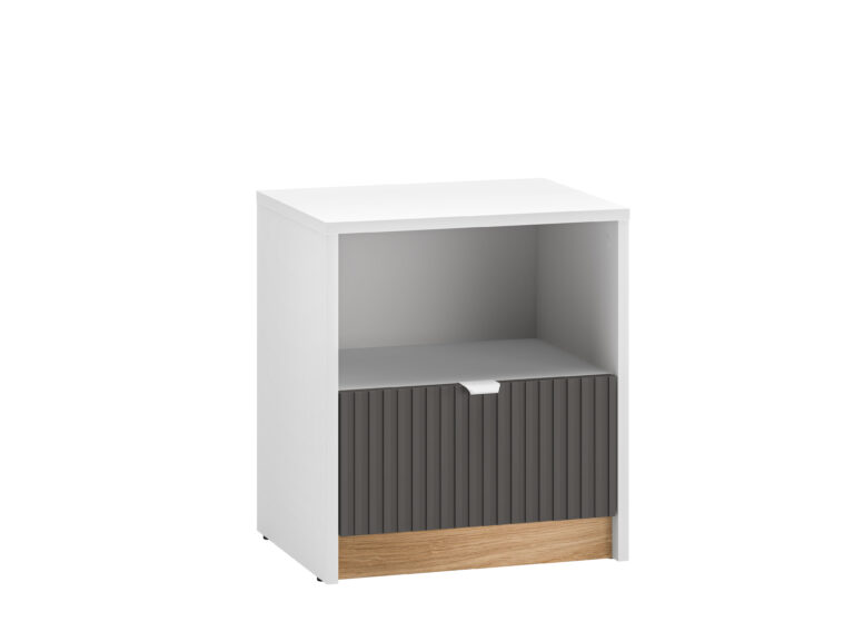 Szafka nocna Torino 09 - Biały / MDF Grafit Mat / Dąb Castello - ML Meble
