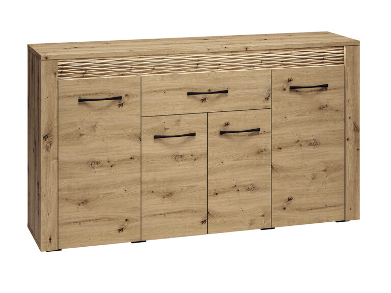Komoda Artis 08 - Dąb Artisan / MDF ryflowany - ML Meble
