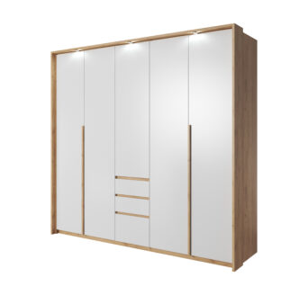 Szafa Xelo z LED - Biały Mat / Dąb Craft Złoty