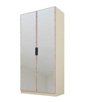 Szafa Cynthia 2D 100 cm 2 Lustra - Dąb Sonoma / Mink Beż