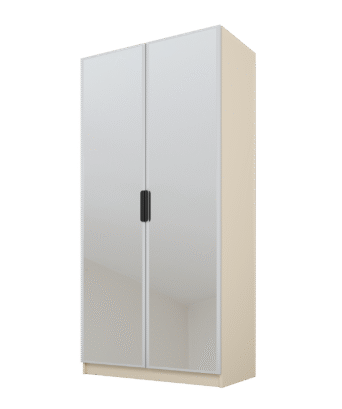Szafa Cynthia 2D 100 cm 2 Lustra - Szary / Mink Beż