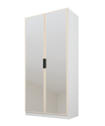 Szafa Cynthia 2D 100 cm 2 Lustra - Mink Beż / Biały
