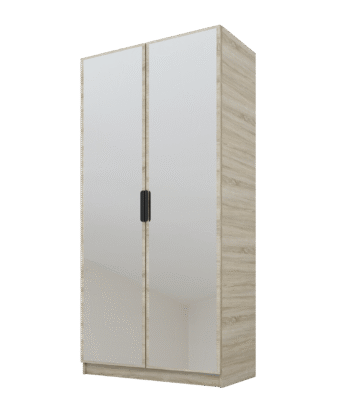 Szafa Cynthia 2D 100 cm 2 Lustra - Dąb Sonoma / Dąb Sonoma