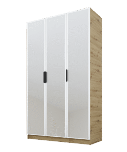 Szafa Cynthia 3D 120 cm 3 Lustra - Biały / Dąb Artisan