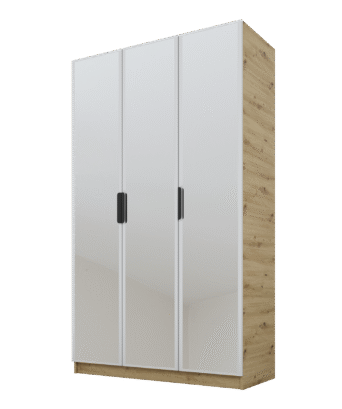 Szafa Cynthia 3D 120 cm 3 Lustra - Szary / Dąb Artisan