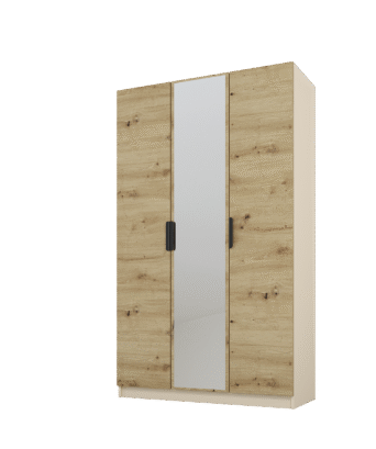 Szafa Cynthia 3D 120 cm 1 Lustro - Dąb Artisan / Mink Beż