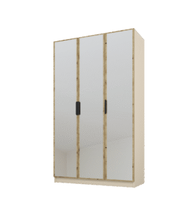 Szafa Cynthia 3D 120 cm 3 Lustra - Dąb Artisan / Mink Beż