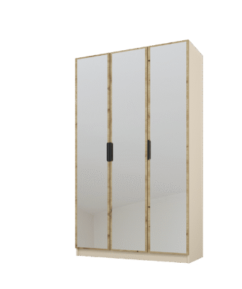 Szafa Cynthia 3D 120 cm 3 Lustra - Dąb Artisan / Mink Beż