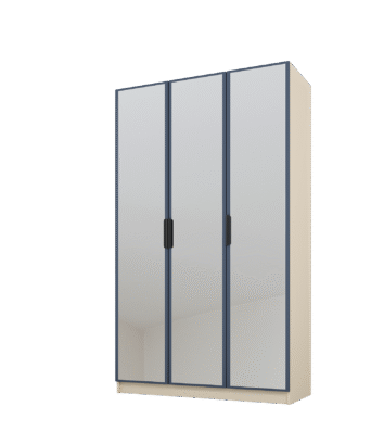 Szafa Cynthia 3D 120 cm 3 Lustra - Grafit / Mink Beż
