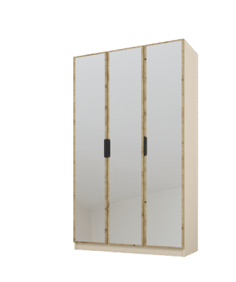 Szafa Cynthia 3D 120 cm 3 Lustra - Dąb Sonoma / Mink Beż