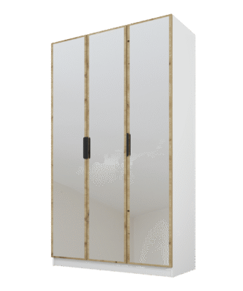 Szafa Cynthia 3D 120 cm 3 Lustra - Dąb Artisan / Biały