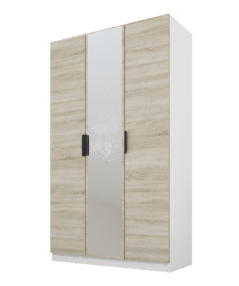 Szafa Cynthia 3D 120 cm 1 Lustro - Dąb Sonoma / Biały
