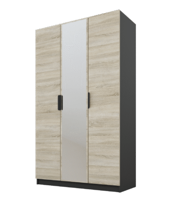 Szafa Cynthia 3D 120 cm 1 Lustro - Dąb Sonoma / Grafit
