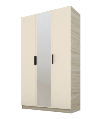 Szafa Cynthia 3D 120 cm 1 Lustro - Mink Beż / Dąb Sonoma