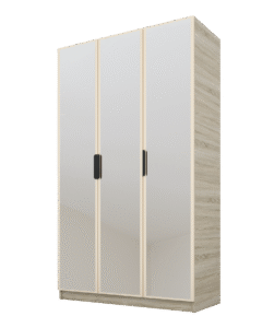 Szafa Cynthia 3D 120 cm 3 Lustra - Mink Beż / Dąb Sonoma
