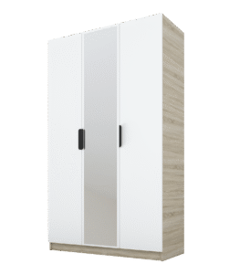 Szafa Cynthia 3D 120 cm 1 Lustro - Biały / Dąb Sonoma