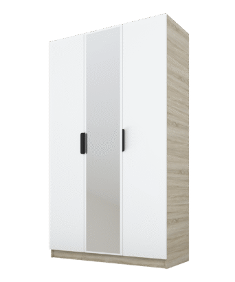 Szafa Cynthia 3D 120 cm 1 Lustro - Biały / Dąb Sonoma