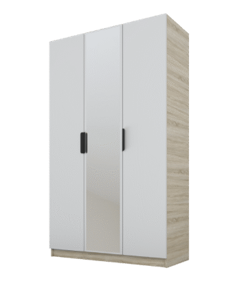 Szafa Cynthia 3D 120 cm 1 Lustro - Szary / Dąb Sonoma