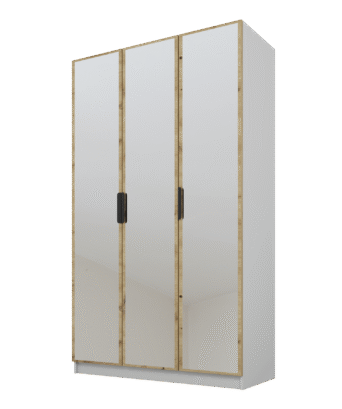 Szafa Cynthia 3D 120 cm 3 Lustra - Dąb Artisan / Szary