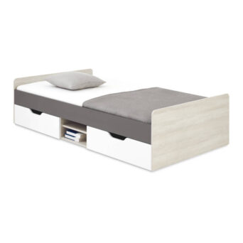 Łóżko Remo RM16 L/P 90x200 - Dąb Wilton Biały / Biały Lux / Antracyt