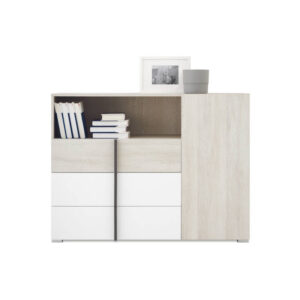 Komoda Remo RM9 - Dąb Wilton Biały / Biały Lux / Antracyt