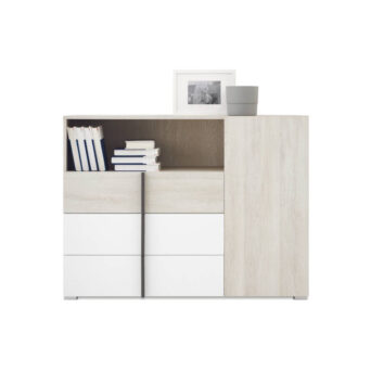 Komoda Remo RM9 - Dąb Wilton Biały / Biały Lux / Antracyt