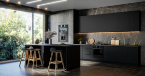Meble Szafki Kuchenne Siena Czarne 320 cm + Blat - Lempert