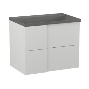 Szafka podumywalkowa 70cm Edge z umywalką kwarcową - Biało Szary Półmat