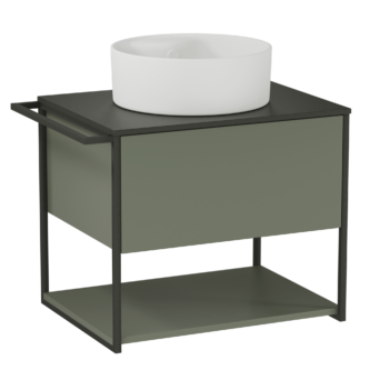 Szafka podumywalkowa Lov 60 cm z blatem oraz umywalką ceramiczną - Zielony Półmat