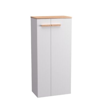 Szafka średnia wisząca 50cm z blatem z płyty dąb 18mm - Biały Połysk