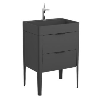 Szafka podumywalkowa 60cm Vibe z umywalką kwarcową - Czarny Mat