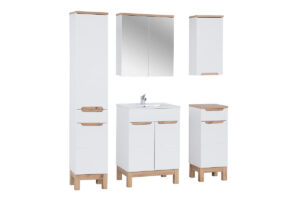 Zestaw meblowy Bali 60 cm z umywalką, szafką wysoką i szafką z lustrem - SET-BW LAVA 60 CM 1 - White