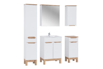Zestaw meblowy Bali 60 cm z umywalką, szafką wysoką i szafką z lustrem - SET-BW LAVA 60 CM 1 - White