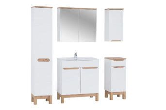 Zestaw meblowy Bali z umywalką, szafką wysoką i szafką z lustrem - SET-BW LAVA 80 CM BALI 804 1 - White