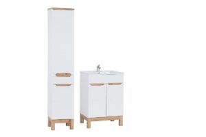 Zestaw meblowy Bali 60 cm z umywalką i szafką wysoką - SET-BW LAVA 60 CM 800 - White