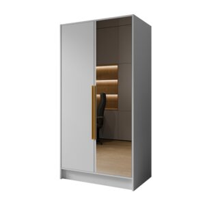 Szafa Lusso 100 cm z lustrem - Biały / Uchwyty Złote