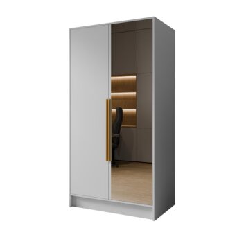 Szafa Lusso 100 cm z lustrem - Biały / Uchwyty Złote