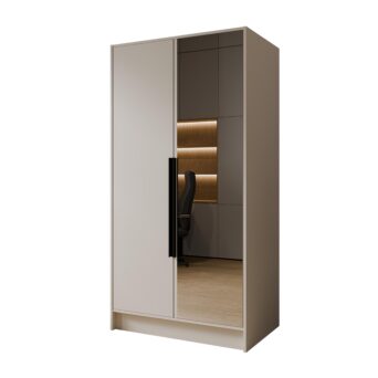 Szafa Lusso 100 cm z lustrem - Kaszmir / Uchwyty Czarne