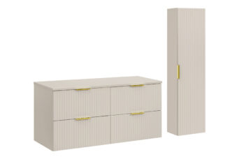Zestaw meblowy Adel 120 cm z blatem i szafką wysoką - SET-ADC B CASHMERE 120 CM HIGH CABINET - Kaszmir