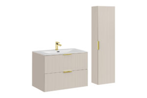 Zestaw meblowy Adel 80 cm z umywalką meblową Sky i szafką wysoką - SET-ADC 80 CM SKY HIGH CABINET - Kaszmir