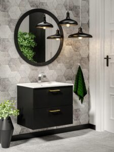 Szafka Luna 50 cm Z Umywalką - Czarny Mat/Czarny