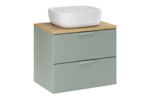 Zestaw meblowy 60cm z blatem i umywalką nablatową SMILE - SET-ASG B CREMONA 60cm UN SMILE - ASTER GREEN - Zielony Mat