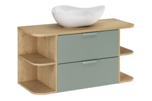 Zestaw meblowy 100cm z blatem i umywalką nablatową Cloud - SET-ASG B CREMONA 100cm LRSM UN Cloud - ASTER GREEN - Zielony Mat