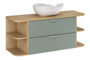 Zestaw meblowy 120cm z blatem i umywalką nablatową Cloud - SET-ASG B CREMONA 120cm LRSM UN Cloud - ASTER GREEN - Zielony Mat