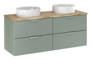 Zestaw meblowy 120cm z blatem i dwoma umywalkami nablatowymi Beyond - SET-ASG B NAT CREMONA 120cm UN BEYOND - ASTER GREEN - Zielony Mat