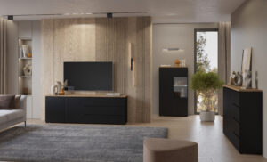 Zestaw Mebli Do Salonu MODO 24W5OJ 28 44 45 - Czarny / Dąb Mauvella